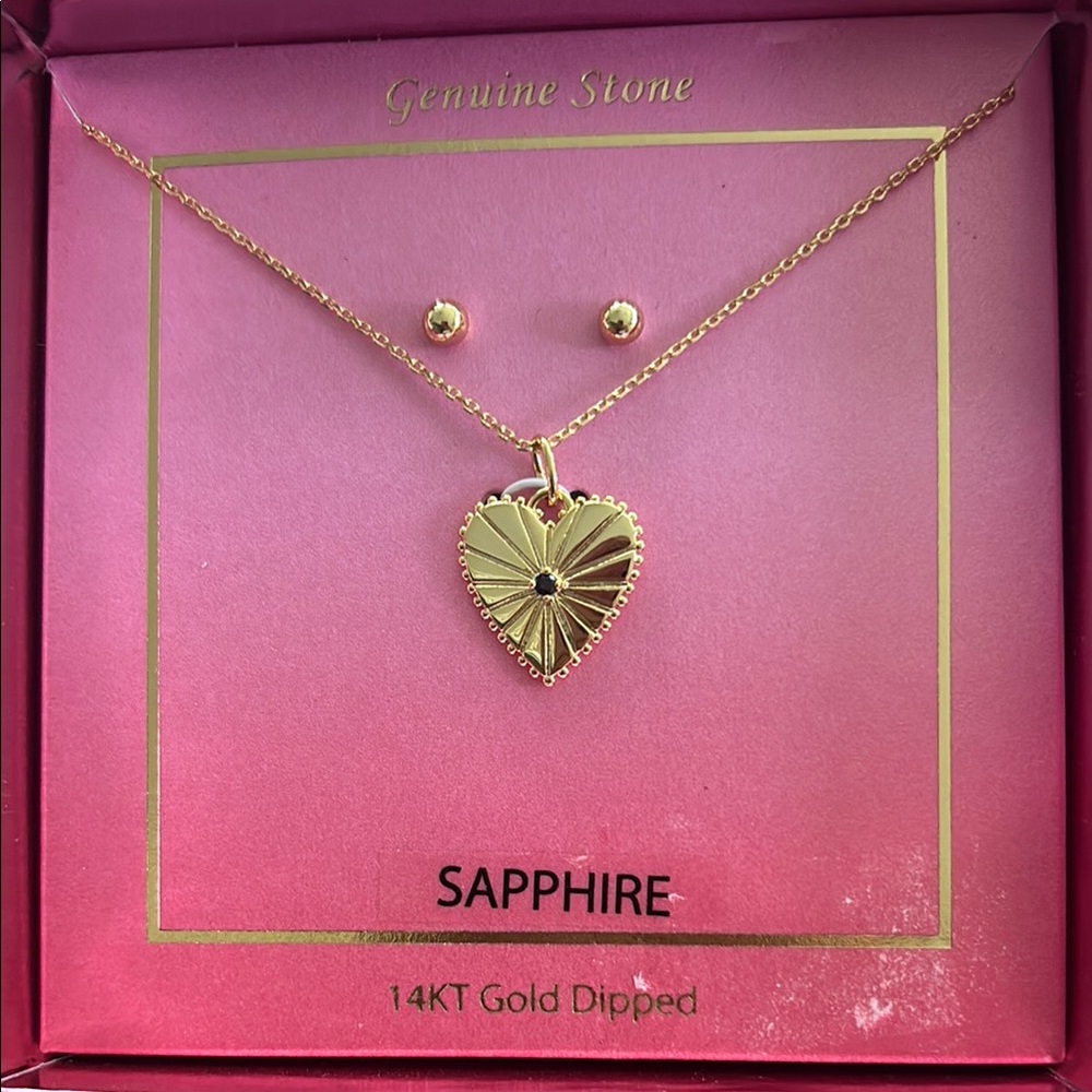 2pc sapphire earrings and necklace set.  Free with purchase